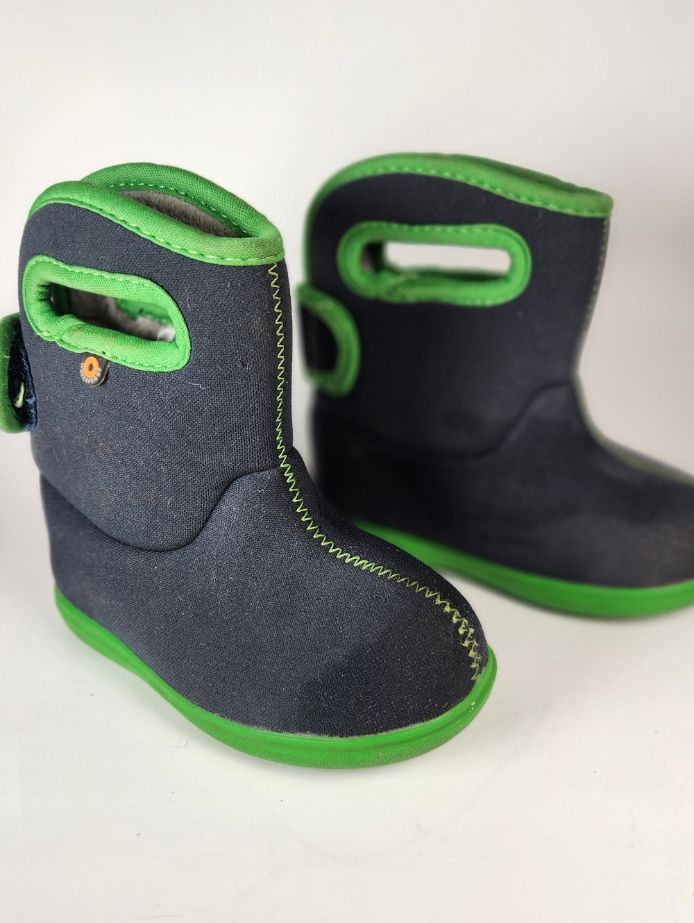 BOGS Baby Bogs Rain Boots Size 6 EU 22 Blue Fleece Lined Insulated Handle Shoes
